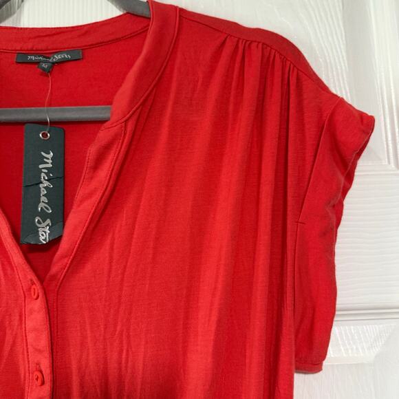 Michael Stars New Amelia Women's Red Shirt Dress Size Medium - Picture 7 of 15